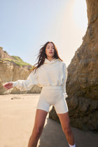 Womens Cropped Hoodie in Off White