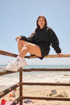 Womens cropped hoodie in black