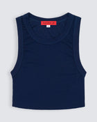 Womens cropped ribbed tank in navy