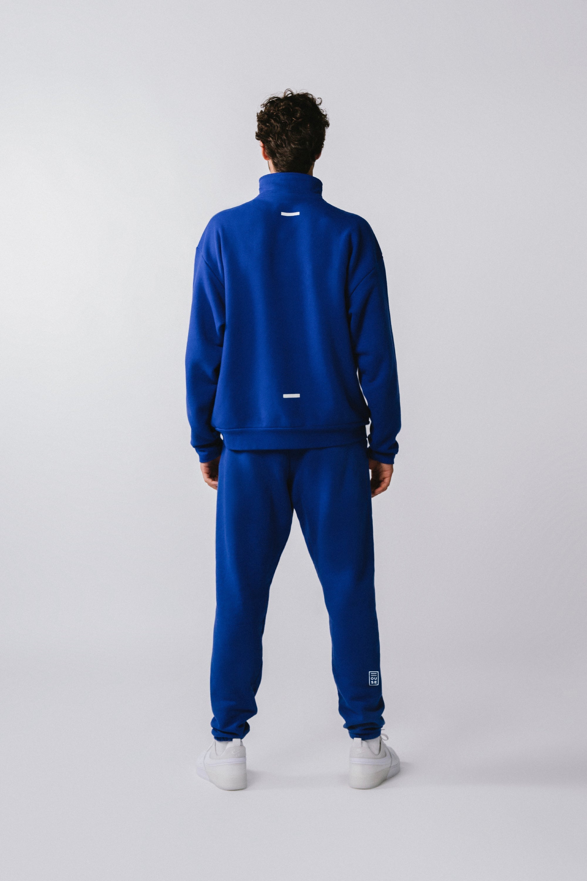 Mens Quarter Zip Sweat Top Azul