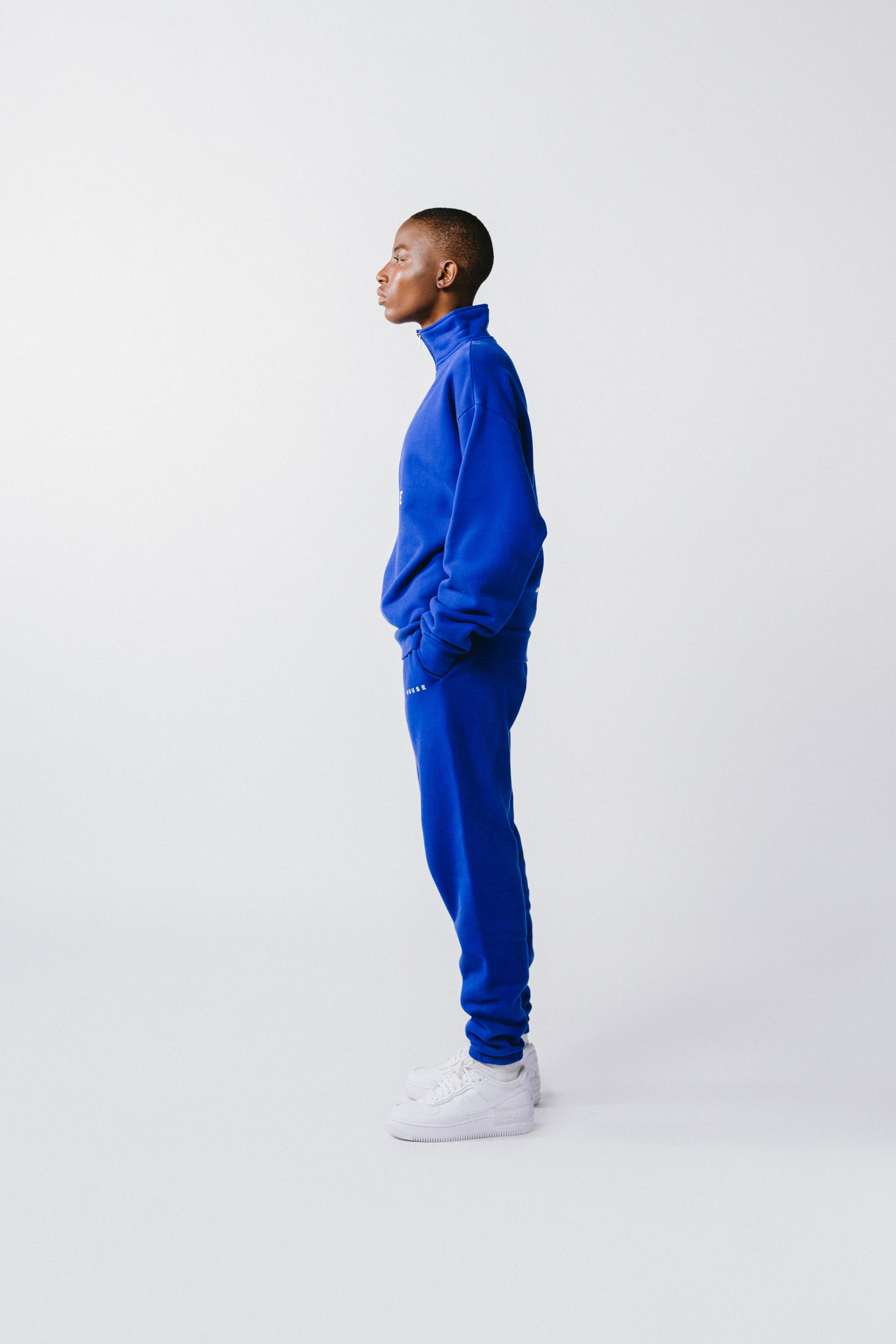 Womens Quarter Zip Sweat Top Azul