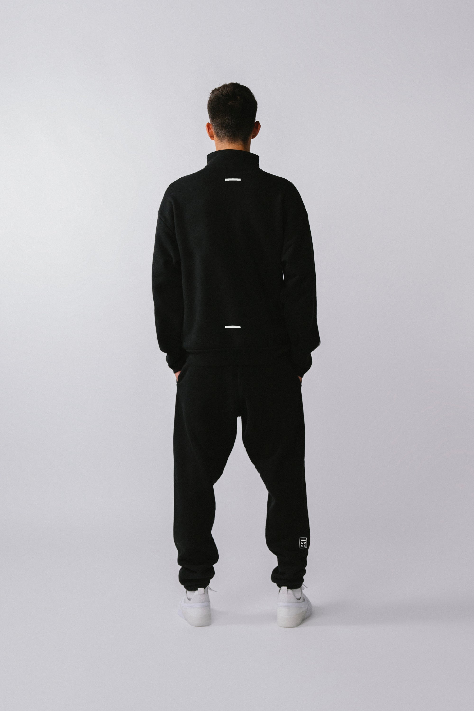 Mens Quarter Zip Sweat Top Black