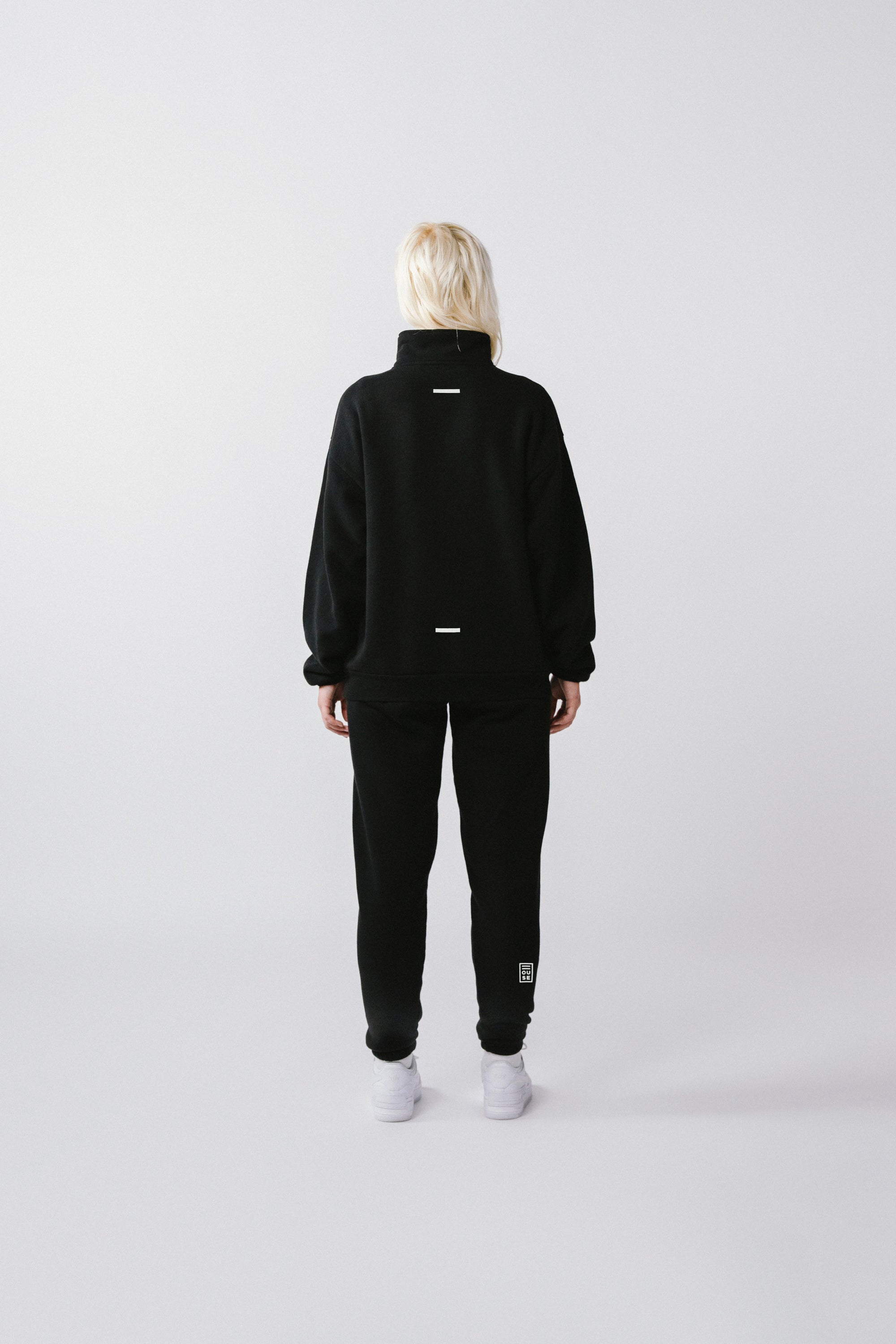 Womens Quarter Zip Sweat Top Black