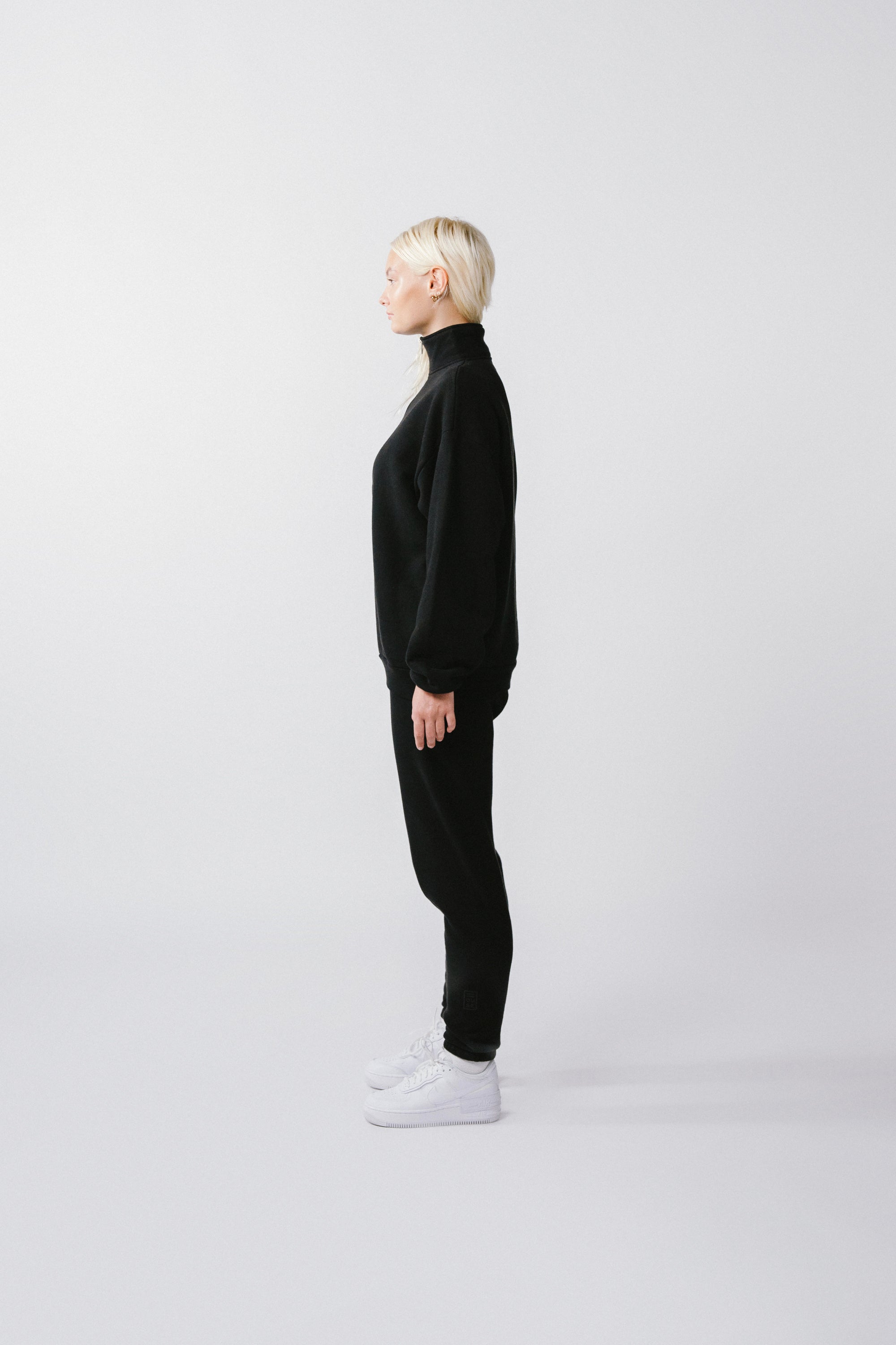 Womens Quarter Zip Sweat Top Black