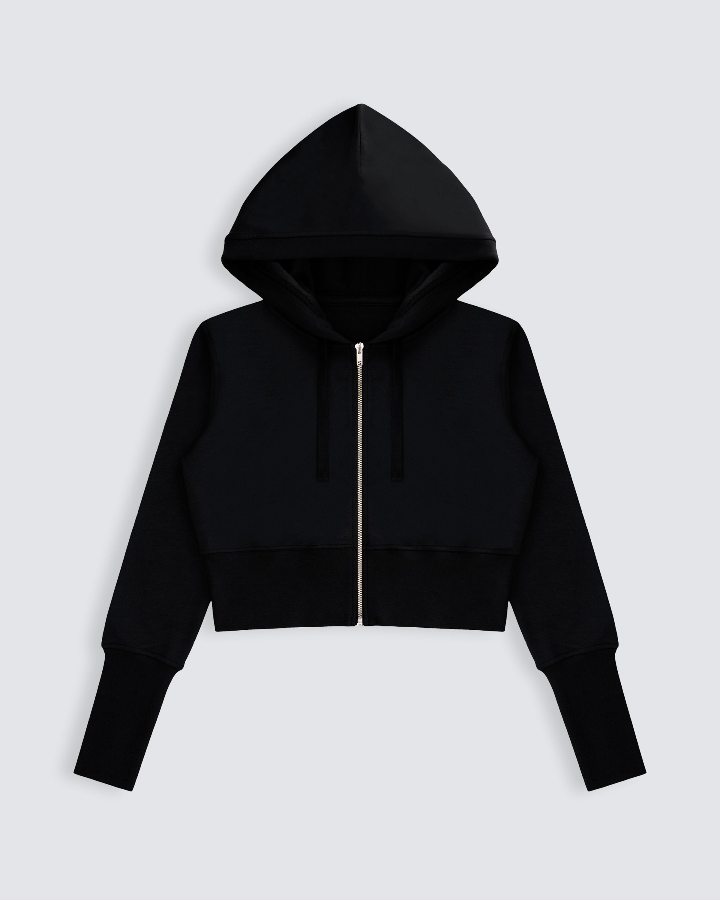 Jersey Zip Up Hoodie - Black