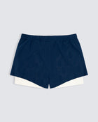 Lined sports short in navy and white