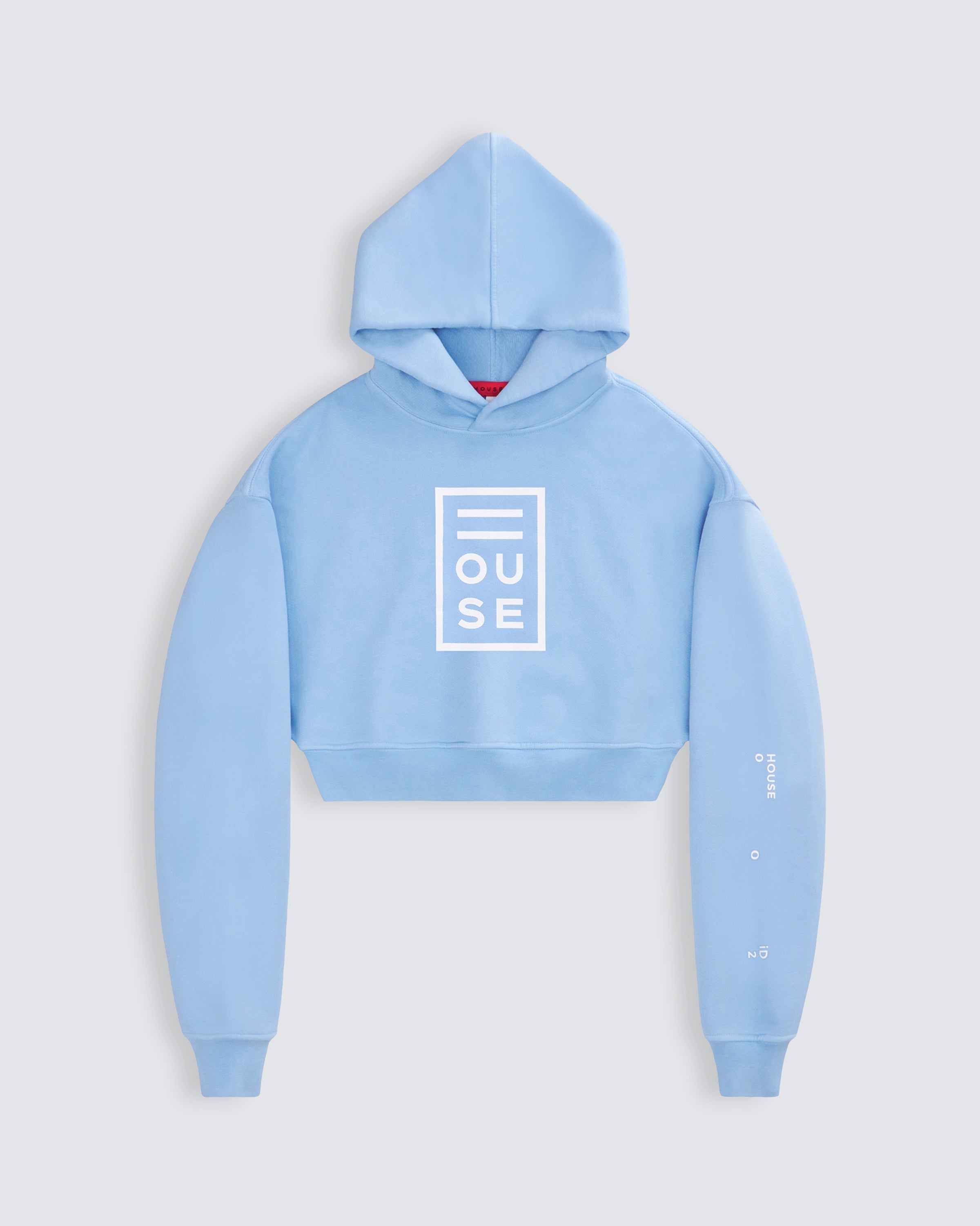 Womens Sky Blue Cropped Hoodie
