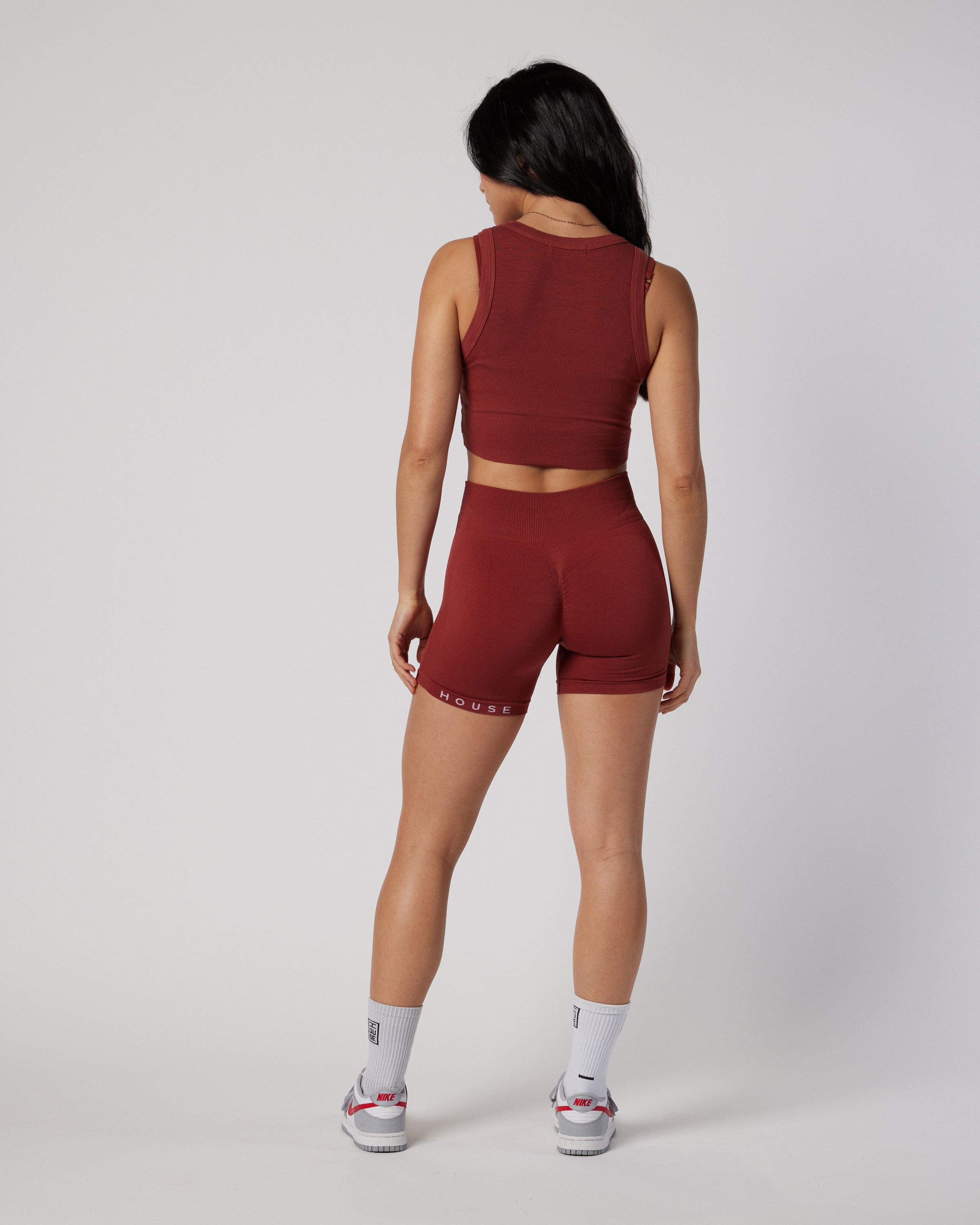 Cropped Ribbed Tank - Mars Red