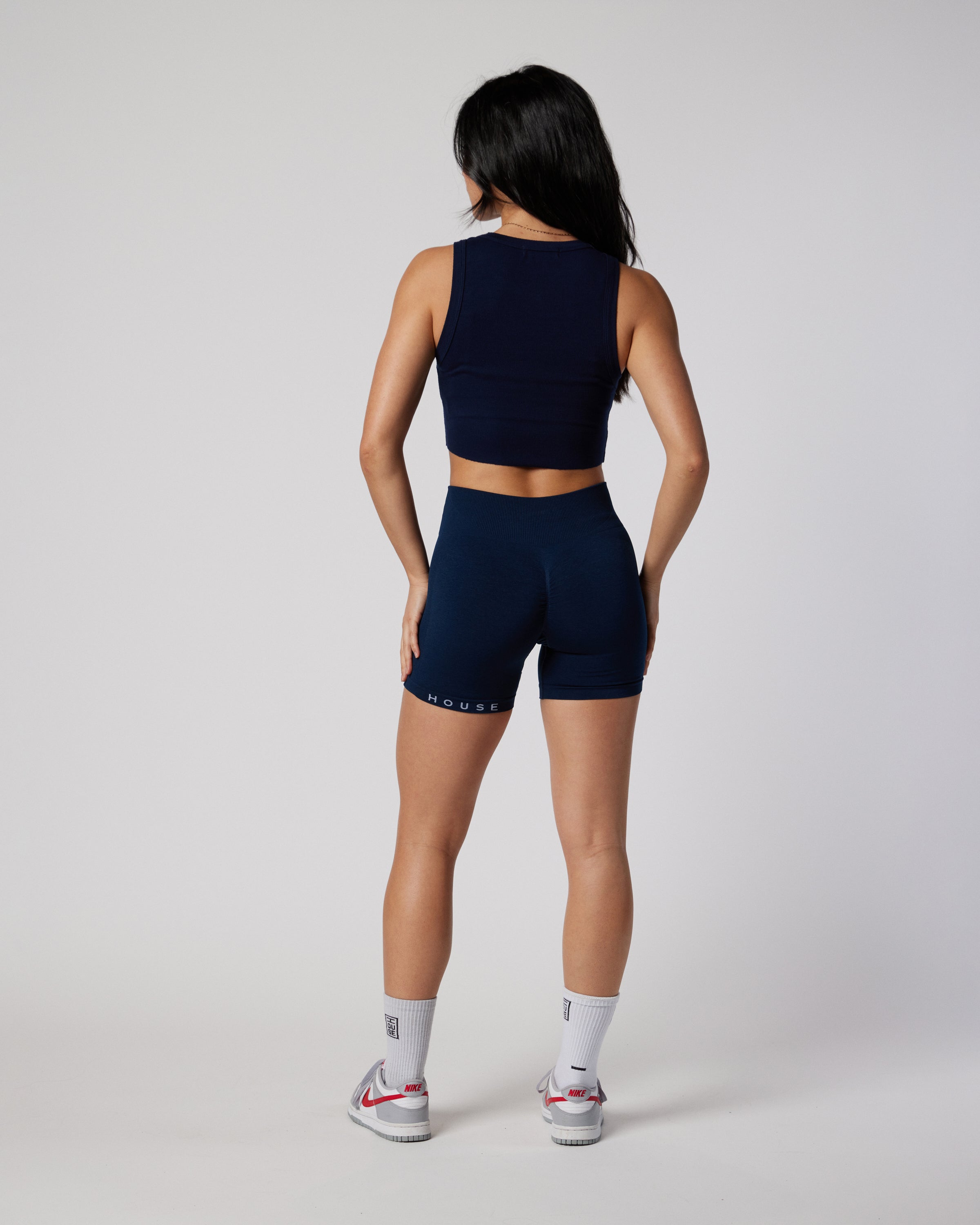 Cropped Ribbed Tank - Navy