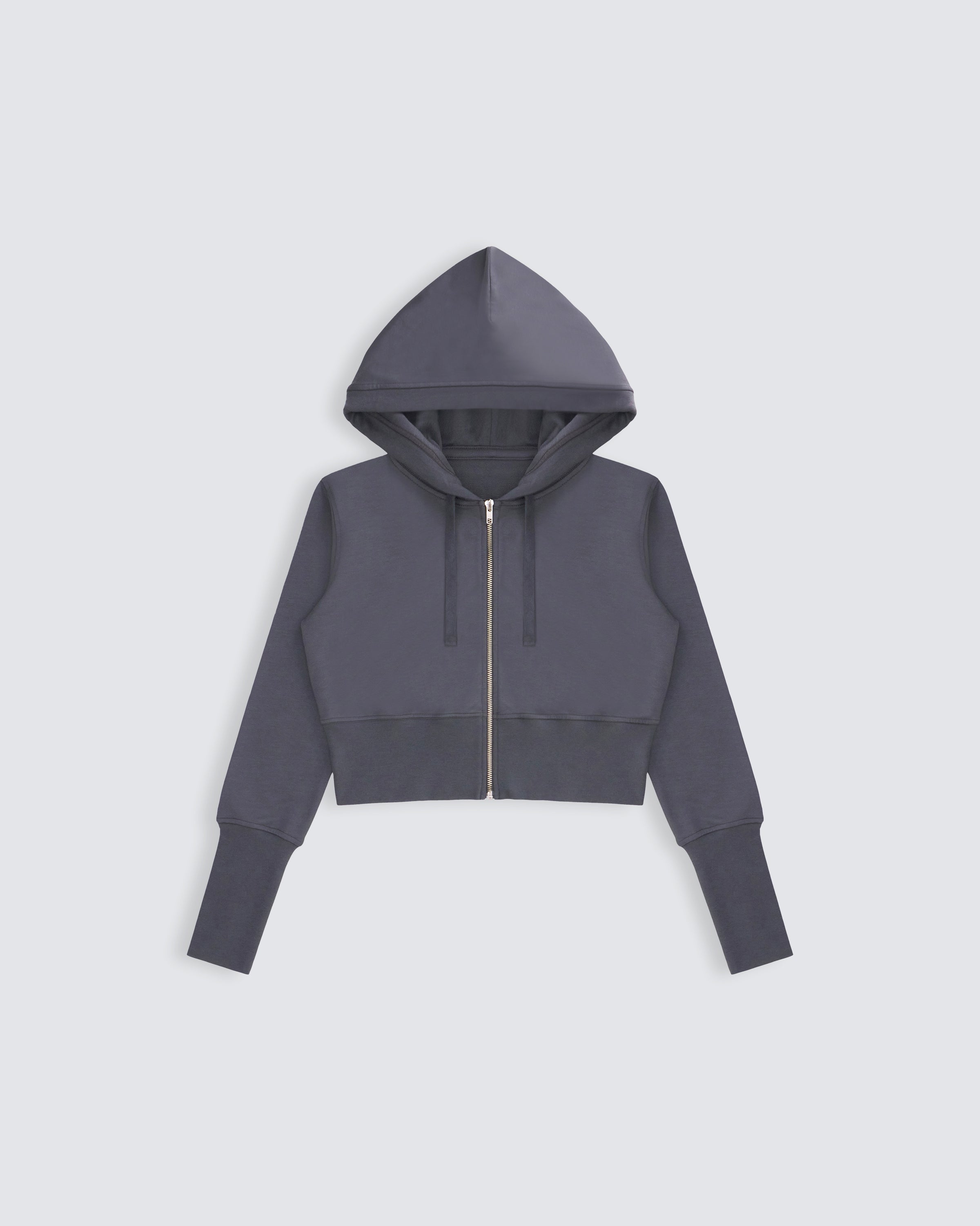 Jersey Zip Up Hoodie - Dark Grey