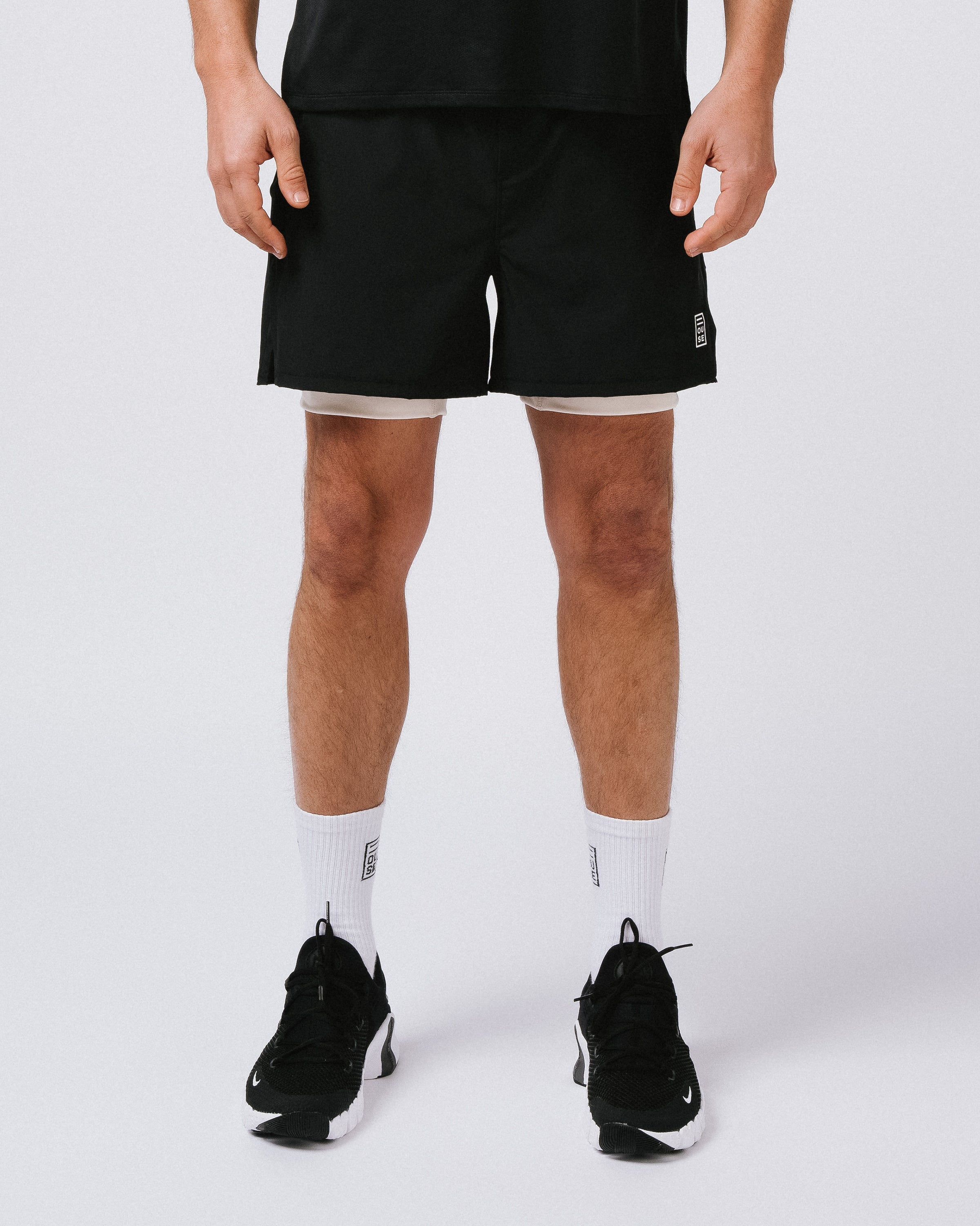 Mens Short Black Off White