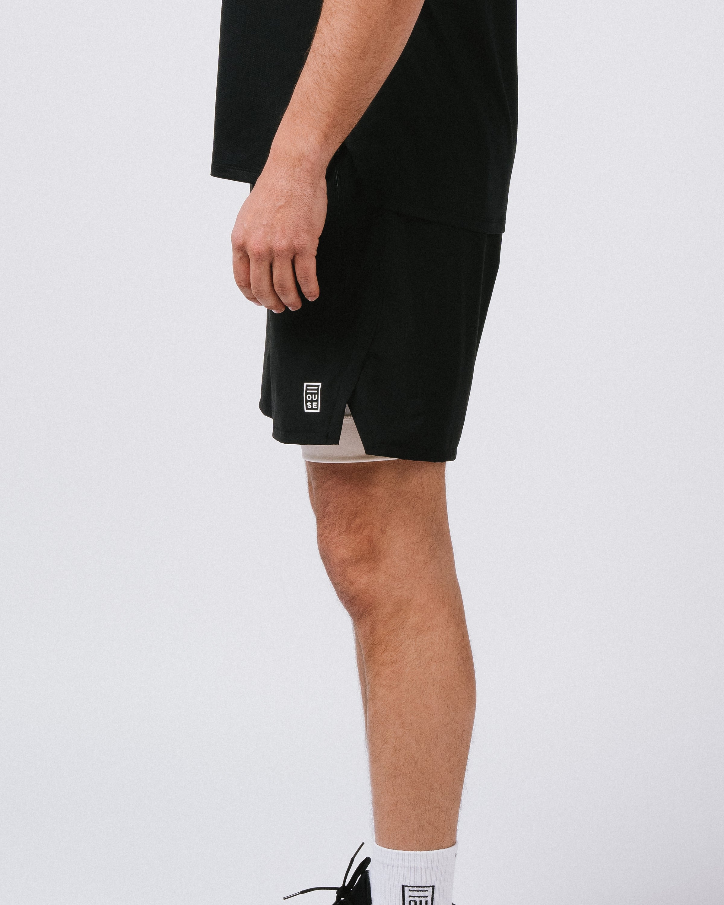 Mens Short Black Off White