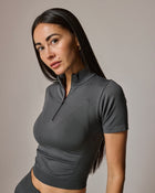 Womens Half Zip Sports Top Dark Grey