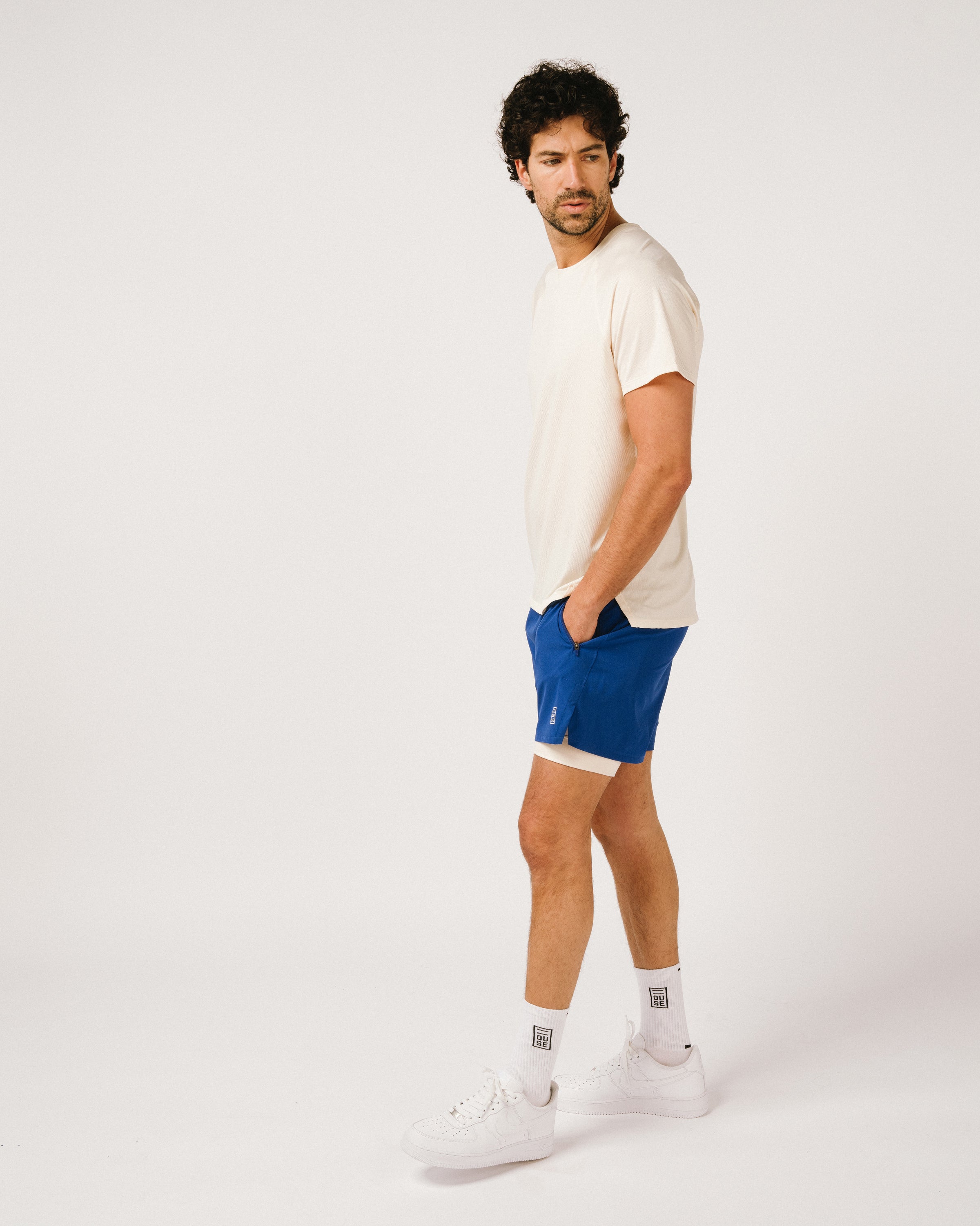 MM Mens Lined Short Azul Off White