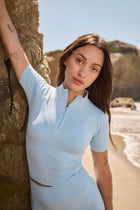 Seamless Half Zip - Sky Blue