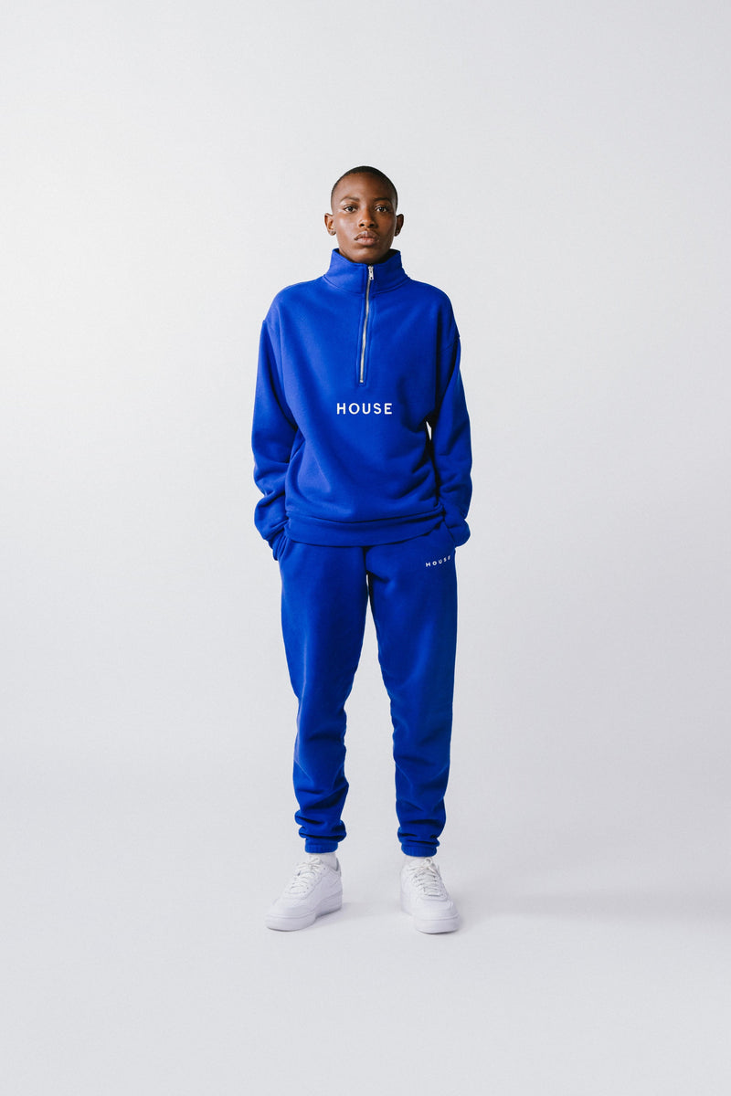 Womens Quarter Zip Sweat Top Azul