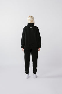 Womens Quarter Zip Sweat Top Black
