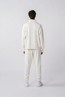 Mens Quarter Zip Sweat Top Off White