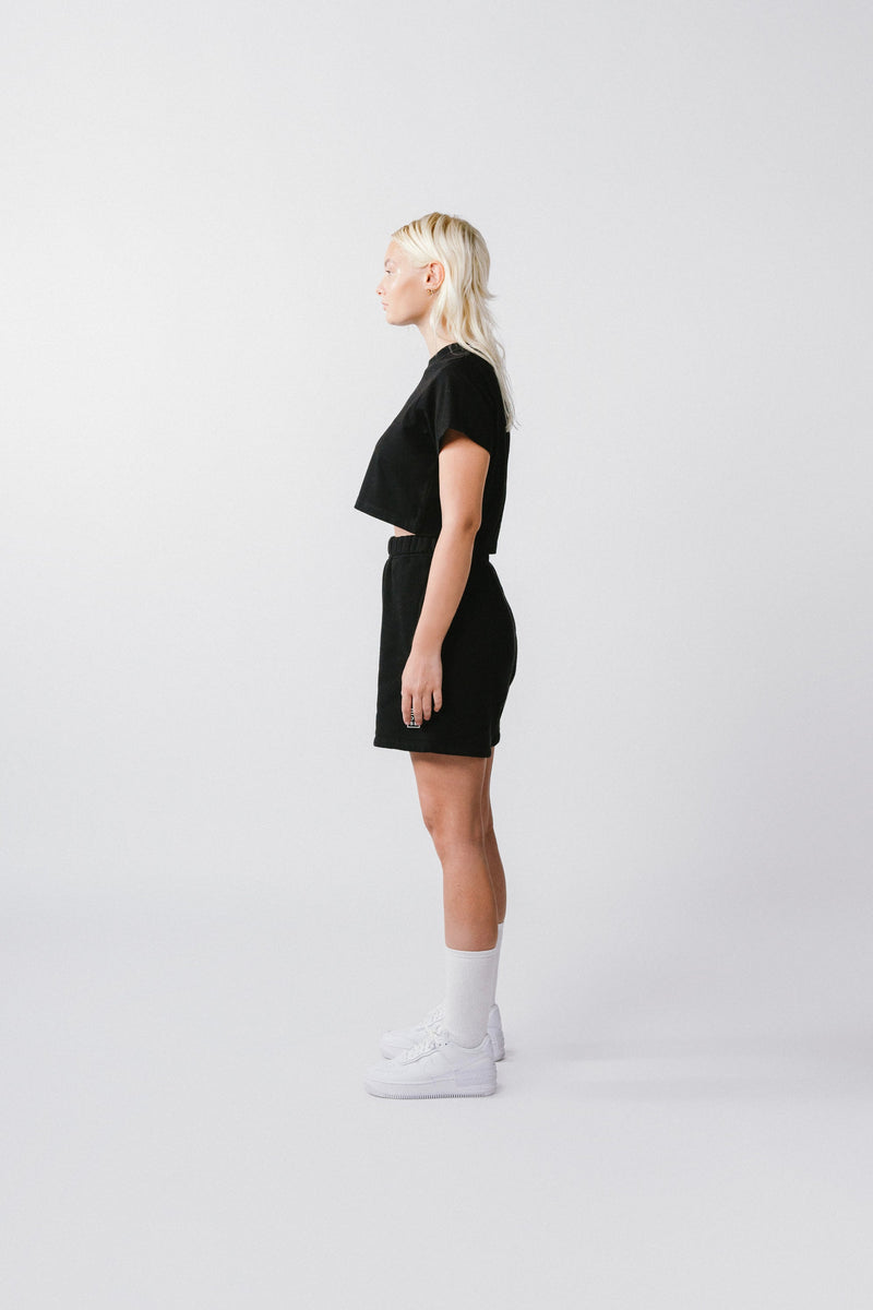 Womens Cropped Baby Tee Black