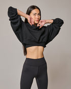 Womens cropped hoodie in black