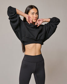 Womens cropped hoodie in black