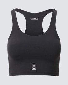 Womens Cropped Sports Tank in Black