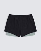 Perforated 4" Lined Short - Black/Sea Green