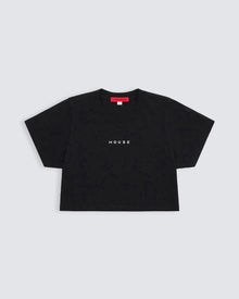 Womens cropped baby tee in black