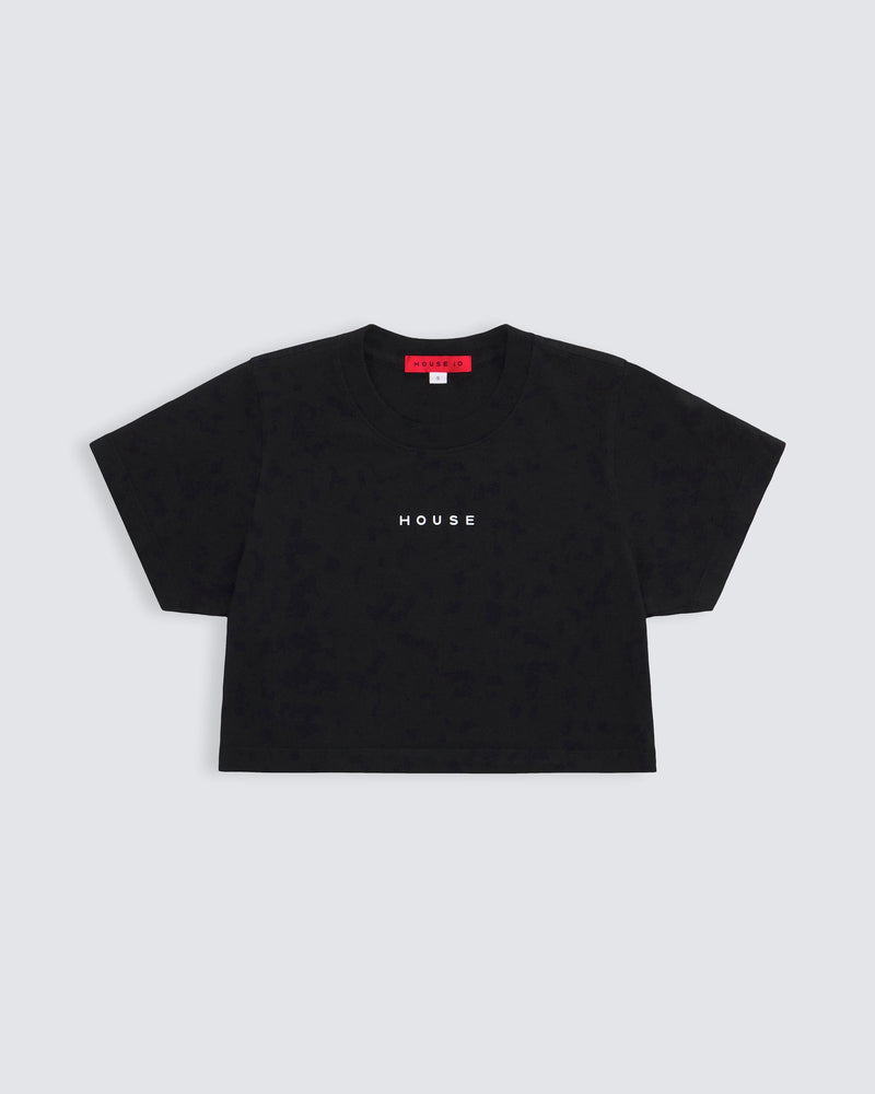 Womens cropped baby tee in black
