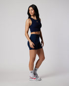 Cropped Ribbed Tank - Navy