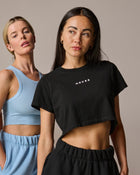 Womens cropped baby tee in black