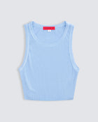 Womens cropped ribbed tank in sky blue