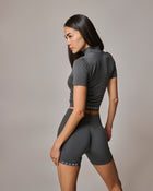 Womens Half Zip Sports Top Dark Grey