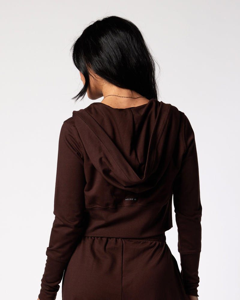 Jersey Zip Up Hoodie - Espresso
